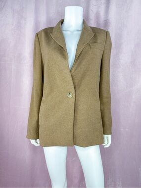 Vince Womens Wool Blend One Button Long Sleeve Lined Blazer Tan Size 8